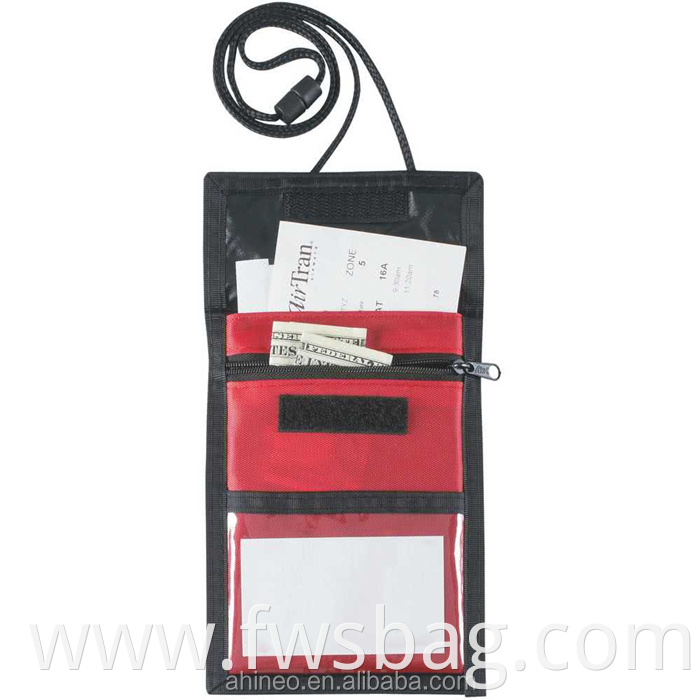 Custom Logo Printed Two Sided Conference ID Card Nylon Neck Wallet Badge Holder For Trade Show